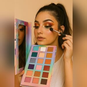 Silver Eyeshadow Palette - Multicolor Shadows palette. Rose OKalan 18 colors